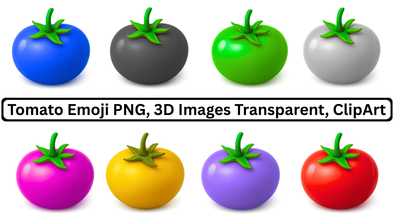 Multicolor tomato emoji PNG 3D icons, transparent clipart set for food and digital design