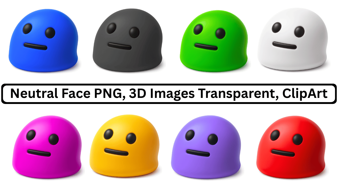 Collection of neutral blob-face emojis in various colors with transparent backgrounds.
